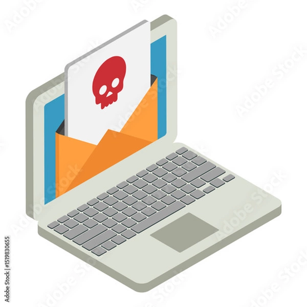 Obraz unwanted or unsolicited email isometric Concept, Malware Spread vector icon design, White Collar Crime symbol, Computer crime Sign, security breakers stock illustration