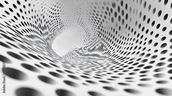 Fototapeta Abstract grayscale tunnel of swirling dots.