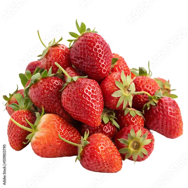 Fototapeta A pile of strawberries isolated on a transparent background
