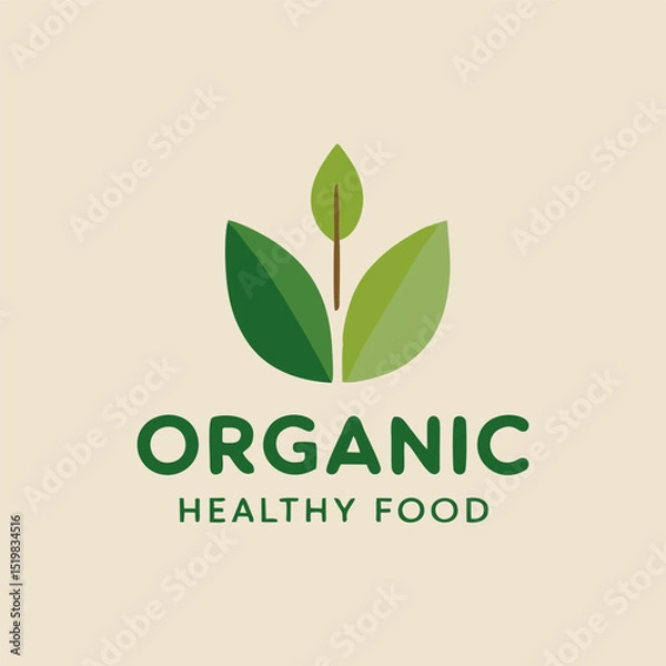 Obraz An elegant logo for an organic food brand showcasing a stylized leaf intertwined with colorful produce, representing sustainability and a commitment to healthy living.