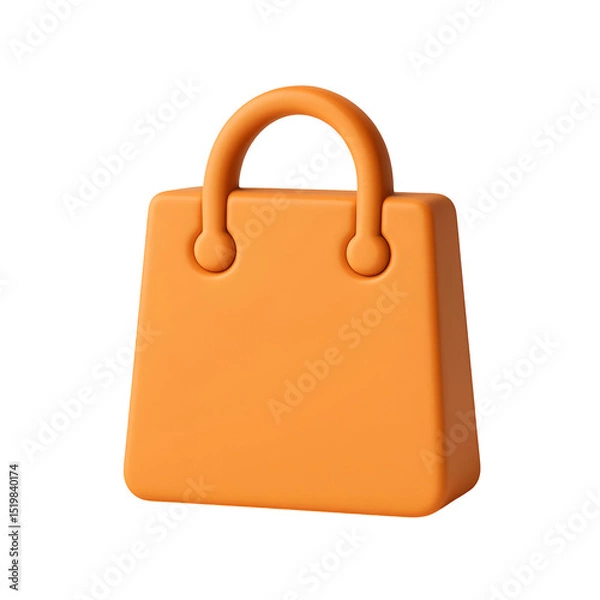 Fototapeta A simple, light-orange shopping bag, rendered in a 3D style