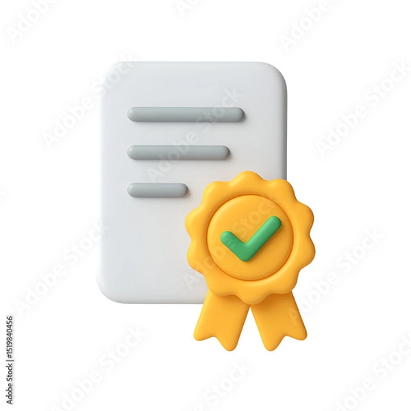 Fototapeta 3D rendering of a document with a quality seal