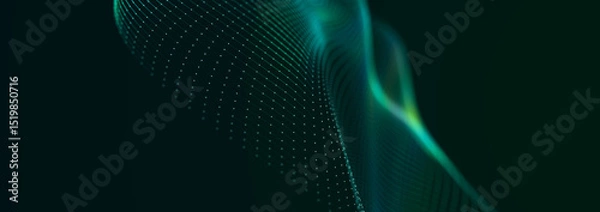Obraz Beautiful curved wave on a dark background. Digital technology background. Concept of network. 3D