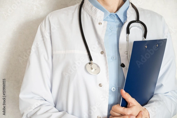 Obraz Healthcare professional taking notes in a clinical setting during a routine check-up