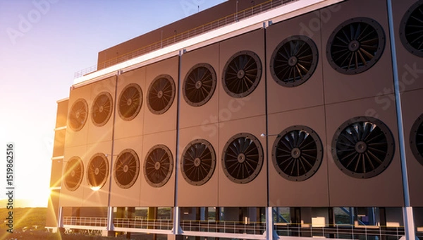 Fototapeta industrial carbon capture technology facility to reduce the CO2 in the atmosphere
