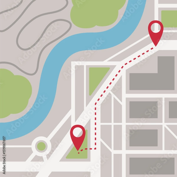 Obraz street map with location pin icon vector illustration