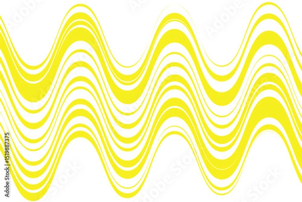 Fototapeta simple abstract light yellow color wavy thin to thick line pattern yellow wavy lines optical illusion on white surface