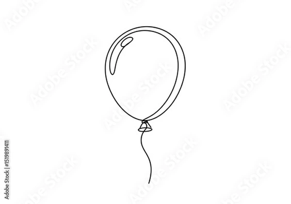 Fototapeta Simple Line Drawing: Single Balloon Illustration
