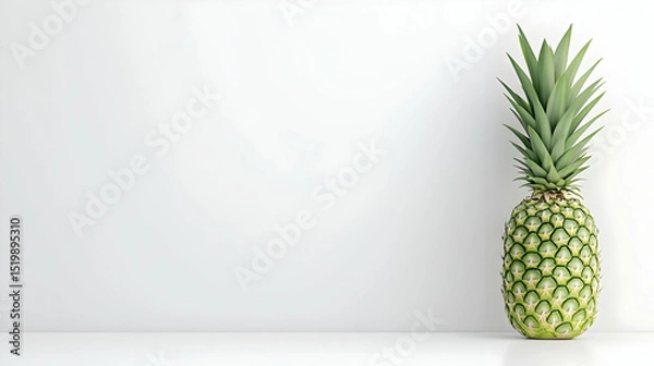 Obraz 3D Render of a Single Pineapple against a White Background, Minimalist Style Illustration