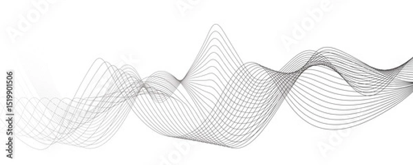 Fototapeta Smooth wave abstract vector background with shadow. background image with dynamic curves.Visual music wave frequencies rhythm. Wave melody lines on white.