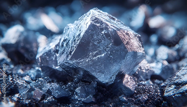 Fototapeta Le minerai de lithium symbolise la matière première dans l'extraction du lithium.