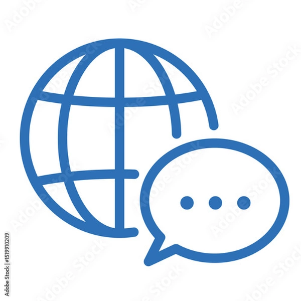 Fototapeta Multi-language Icon – Vector Line Symbol for Global Accessibility and Translation