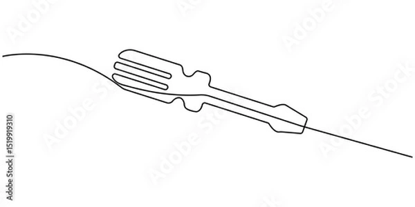 Fototapeta One continuous line drawing of screwdriver. Single line of screwdriver vector illustration, Single continuous line drawing of screw driver mechanics concept vector illustration, Screwdriver icon line