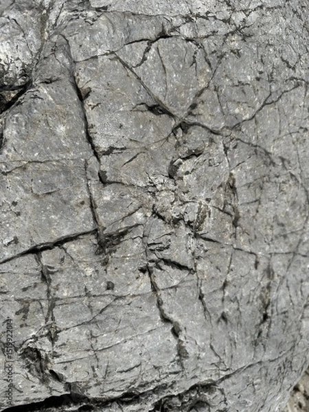 Fototapeta Gray rock or stone surface texture with cracks.