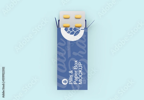 Fototapeta Paper Box with Pills Mockup