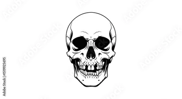 Fototapeta Realistic Human Skull Illustration with Detailed Texture and Shading Isolated on White Background