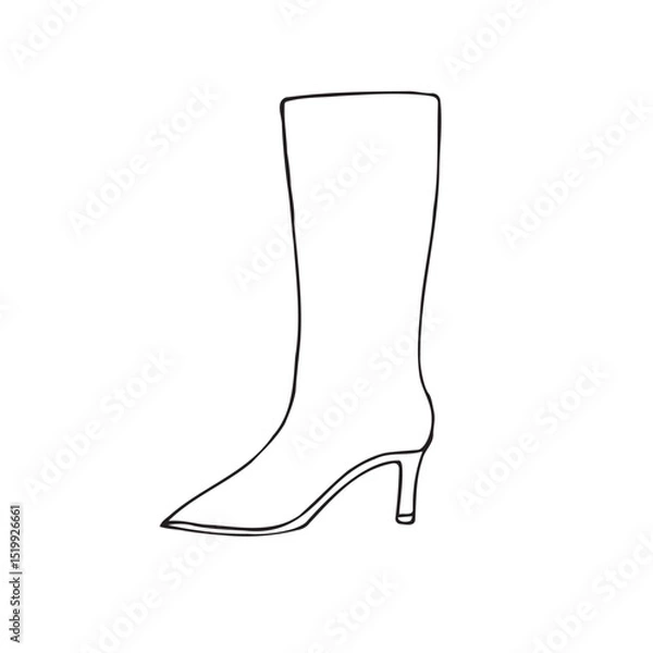 Fototapeta Vector hand drawn sketch doodle outline boot isolated on white background