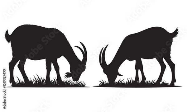 Obraz This vector design showcases a silhouette of a goat, depicted in a simple, elegant style.  The image is isolated on a white background, making it versatile for various applications. 