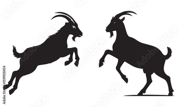 Obraz Goat and man silhouette design isolated on white background
