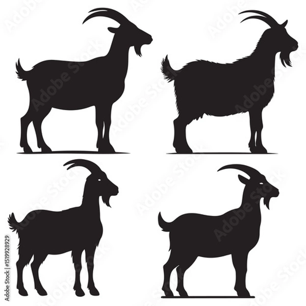 Obraz Goat and man silhouette design isolated on white background