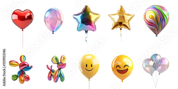 Fototapeta A vibrant collection of colorful balloons in various shapes and sizes, perfect for celebrations, parties, and festive occasions. Bright and cheerful, adding joy to any event.