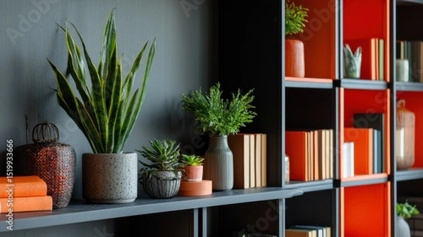 Fototapeta Modern Minimalist Workspace With Greenery For Virtual Meetings And Conferences