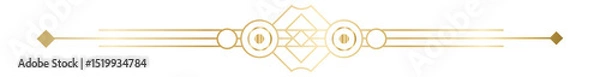 Obraz Golden art deco divider with geometric shapes and lines forming an elegant design, perfect for adding a touch of luxury and sophistication to any project