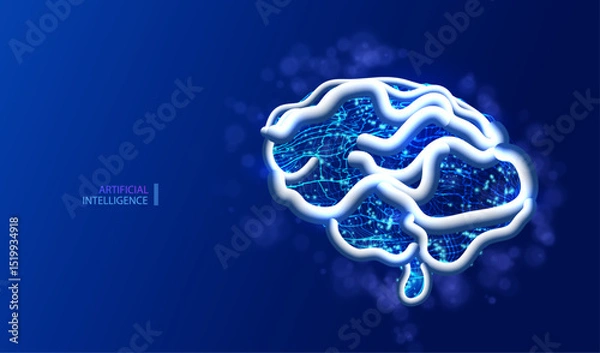 Fototapeta Ai brain technology background. Futuristic artificial intelligence human mind design. Computer idea concept. Machine genius human. Vector illustration.	