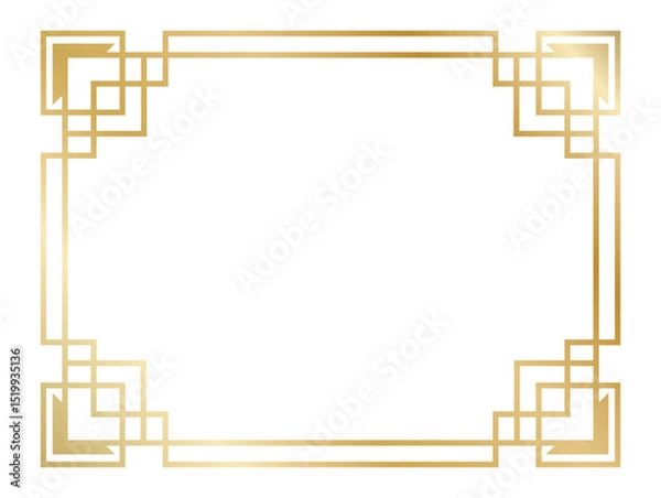Obraz Elegant gold art deco frame providing a sophisticated border, adding vintage glamour and timeless style to any design project with geometric precision and luxurious aesthetic