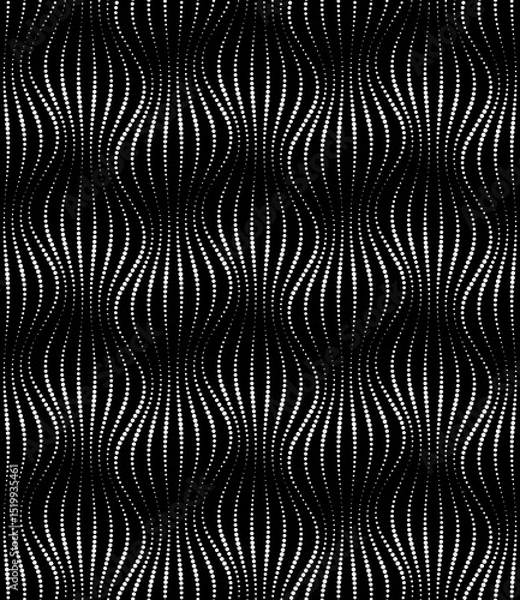 Fototapeta Black and white abstract background. Grid with wavy dotted lines .