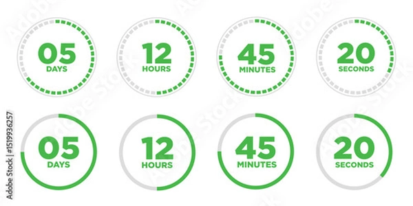 Obraz Set of Modern Circle Countdown timer with time remaining vector design template illustration.