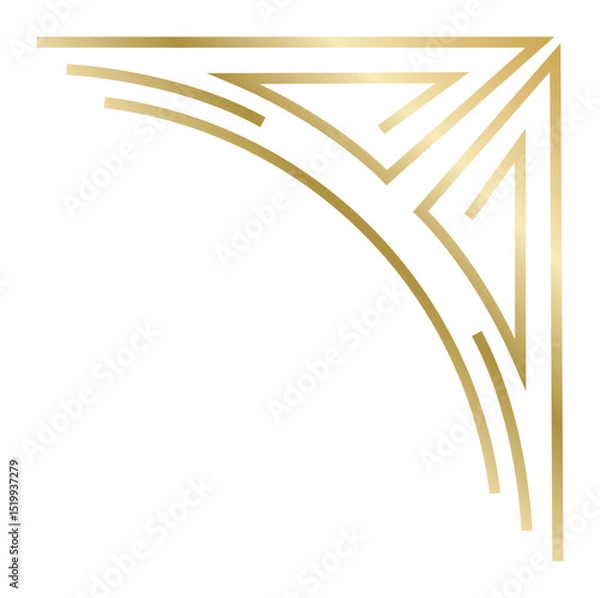 Obraz Elegant golden art deco corner with rounded and straight lines forming a decorative frame, perfect for adding a touch of vintage sophistication to designs