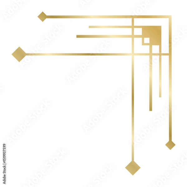 Obraz Golden art deco corner with rhombus and lines creating an elegant, luxurious frame for invitations, certificates, menus and other design projects