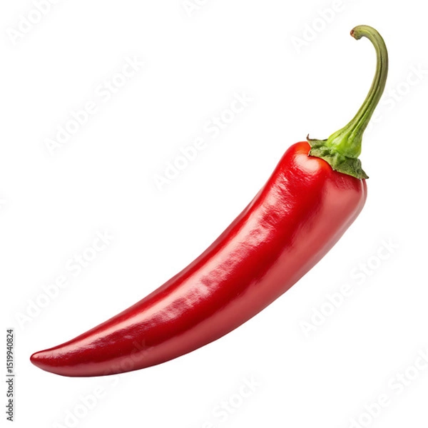 Fototapeta Isolated red chili pepper spicy food ingredient cooking recipe on transparent background