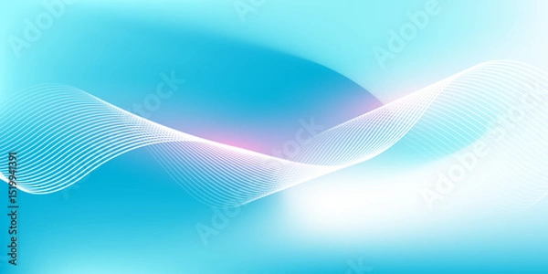 Fototapeta Abstract blue gradient background with shining lines waves. Minimalist background for banner, poster, cover, brochure, flyer, website