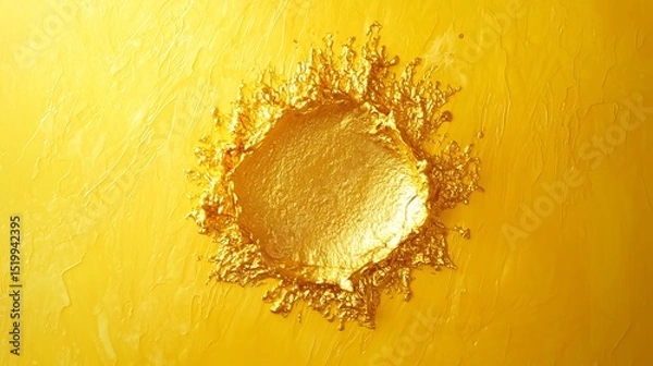 Obraz A radiant gold smear in the center, vibrantly against a fresh lemon yellow background, creating a clean and bold design.