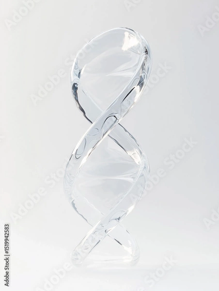 Fototapeta Transparent Glass DNA Helix on White Background – Biotechnology and Science Concept