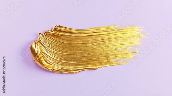 Obraz A radiant gold smear stroke brightly on a pastel lilac background, creating a refined and minimalist look.