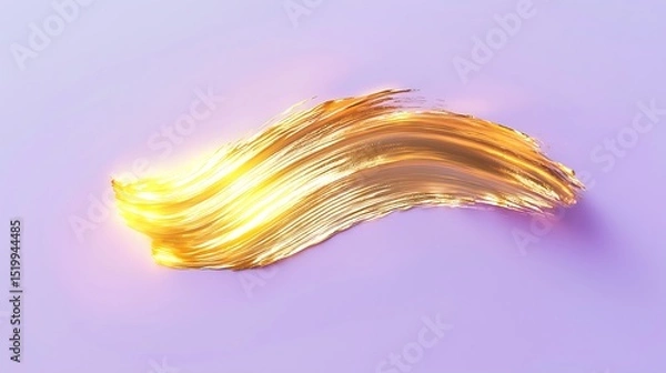 Obraz A radiant gold smear stroke glowing brightly on a pastel lilac background, creating a refined and minimalist look.