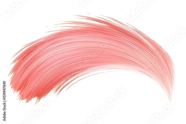 Obraz A rich salmon pink brushstroke isolated on white, with a smooth salmon smear blending outward, creating a delicate and minimalist design.