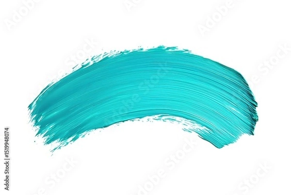 Obraz A rich turquoise brushstroke isolated on white, with a smooth, subtle turquoise smear blending outward, creating a minimalist, refined abstract composition.