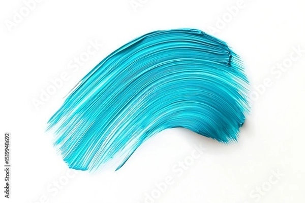 Obraz A rich turquoise brushstroke isolated on white, with a smooth, subtle turquoise smear blending outward, creating a minimalist, refined abstract composition.