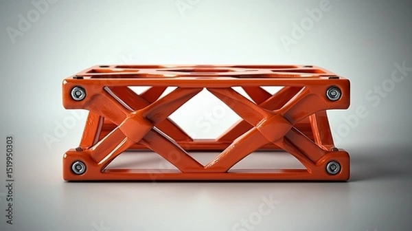 Obraz An orange, metallic support structure with an intricate design.