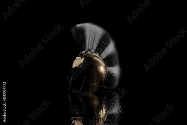 Fototapeta Ancient Illyrian helmet in low key light. 3D Rendering