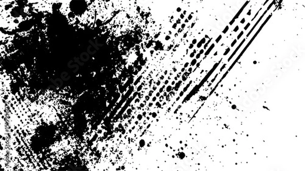 Fototapeta Halftone vector texture. Unique black and white halftone background with grunge-Style. Halftone monochrome ink dot texture illustration. 
