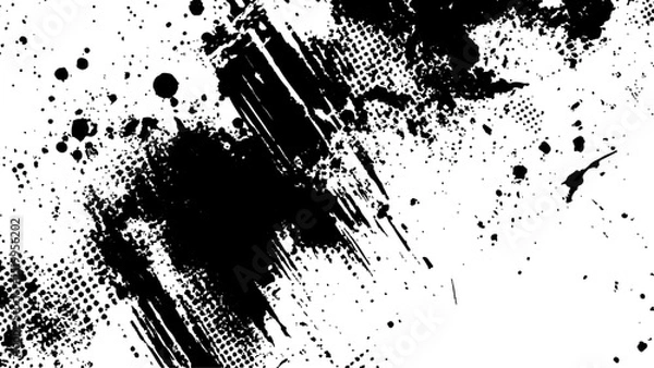 Fototapeta Halftone vector texture. Unique black and white halftone background with grunge-Style. Halftone monochrome ink dot texture illustration. 