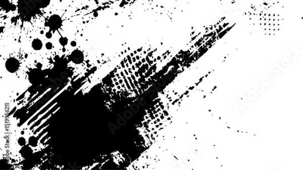 Fototapeta Halftone vector texture. Unique black and white halftone background with grunge-Style. Halftone monochrome ink dot texture illustration. 