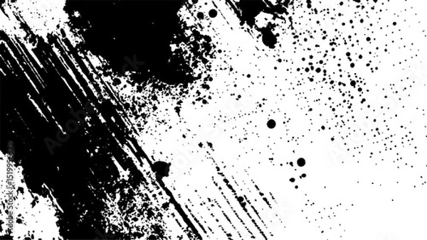 Fototapeta Halftone dots modern grunge texture black grunge brush stroke white background. Black Ink splatter brush stroke on white halftone dots abstract background	