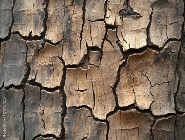 Fototapeta Rough Hewn Maple Texture with Interlocking Grain and Jagged Details
