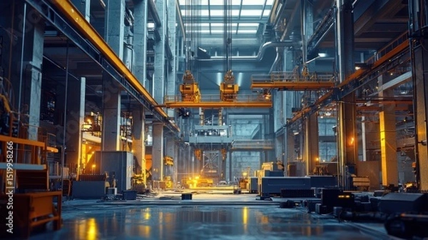 Obraz Industrial Factory Interior, Glimpse into Modern Manufacturing